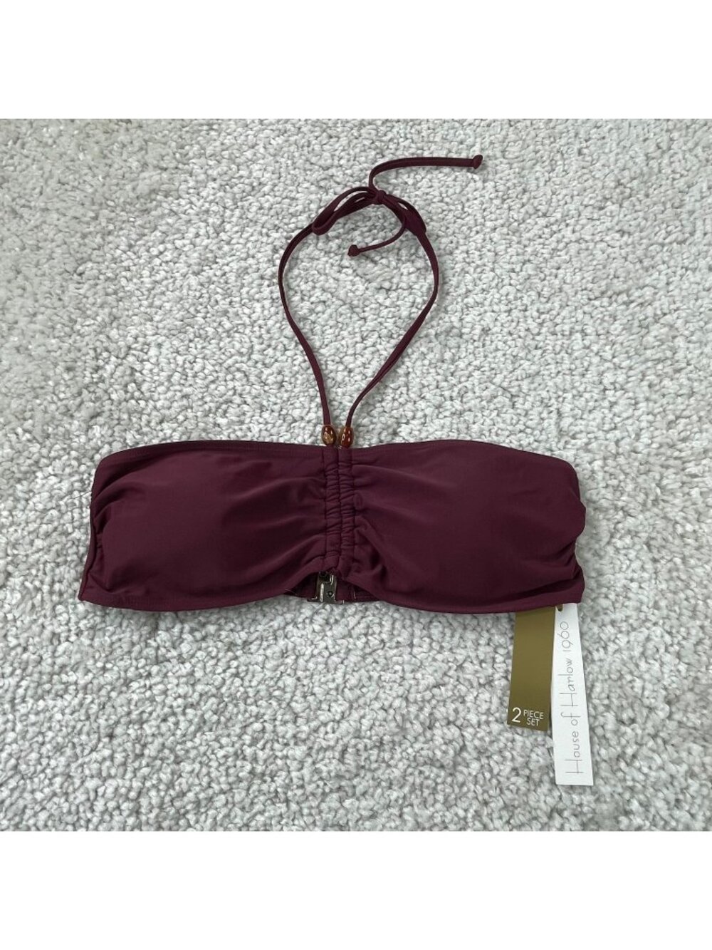 House Of Harlow 1960 Bandeau Bikini Swim Top Maroon Womens XL